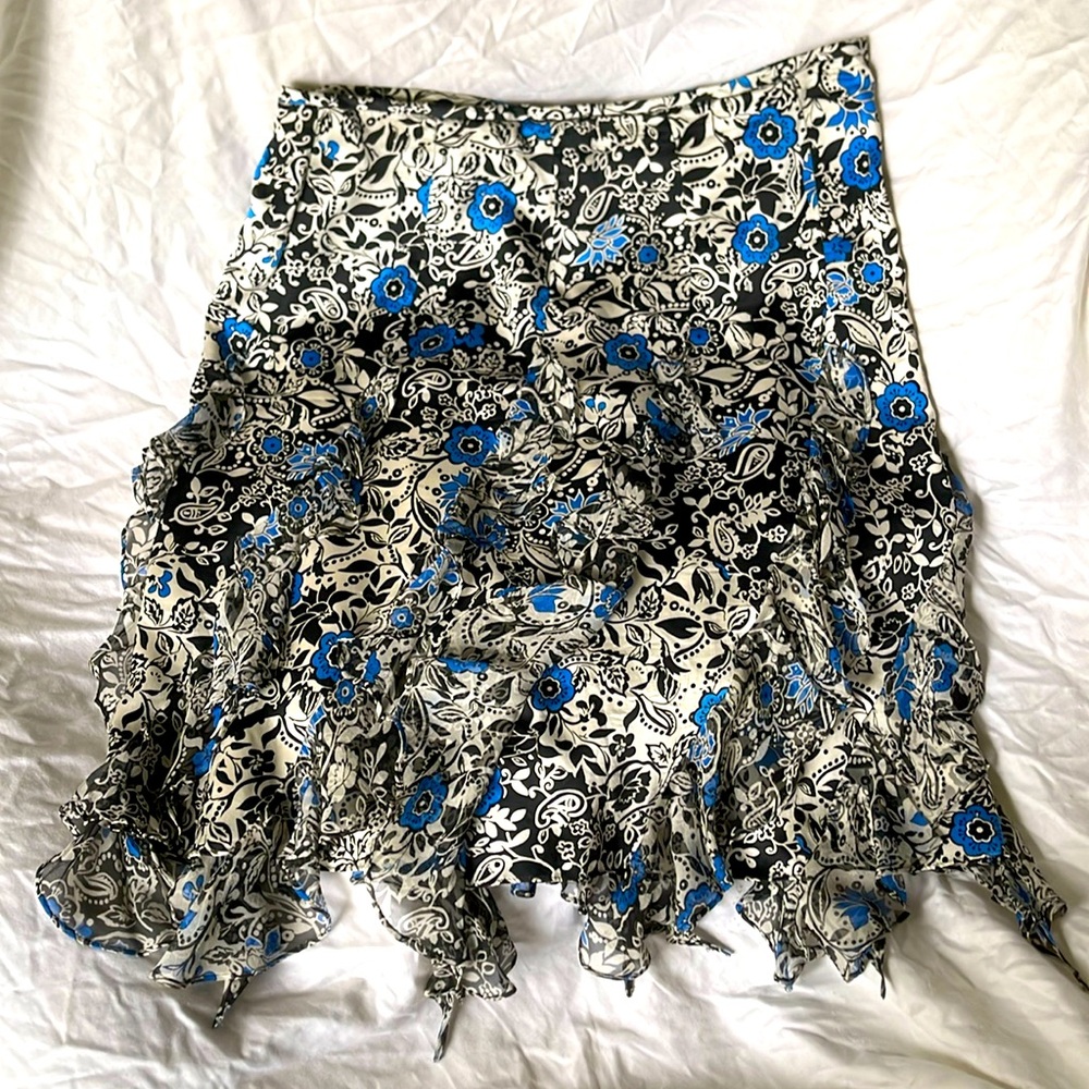 I-N-C international concepts diagonal ruffled silk skirt